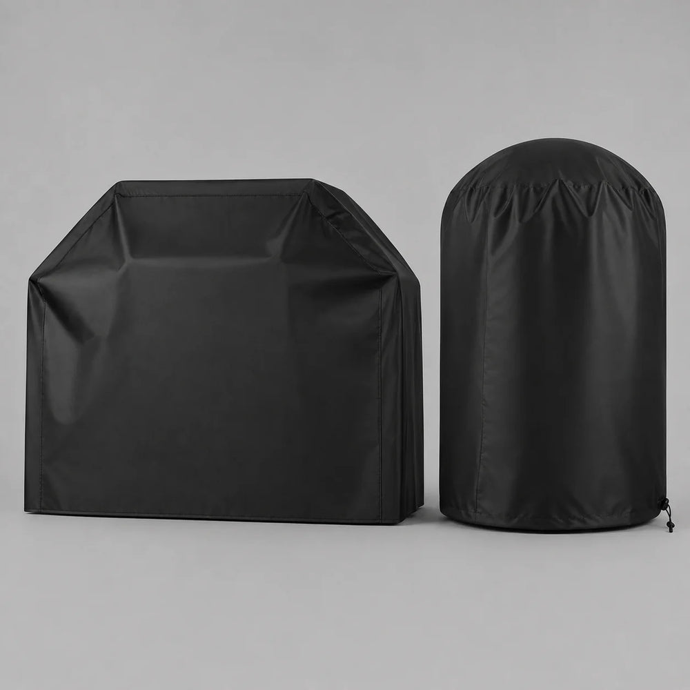 2x schwarze Grillabdeckung für Gasgrill und Holzkohlegrill