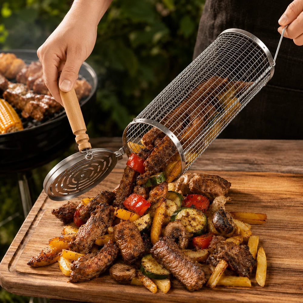 Runder Grillkorb aus Edelstahl – 2 Größen